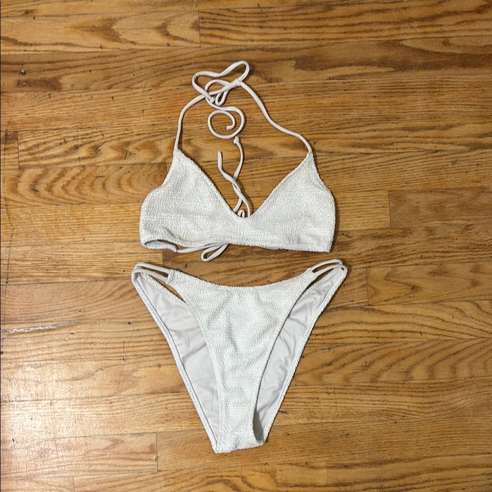 Pavsun White Textured Bikini Set